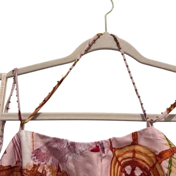 NWT Farm Rio Strappy Linen Maxi Dress Nautical Wonder Casual Beach Pink Sz XL - Picture 6 of 16